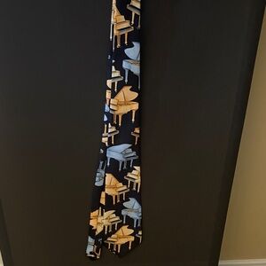 Michele Black and Silver Tie with Grand Piano Design